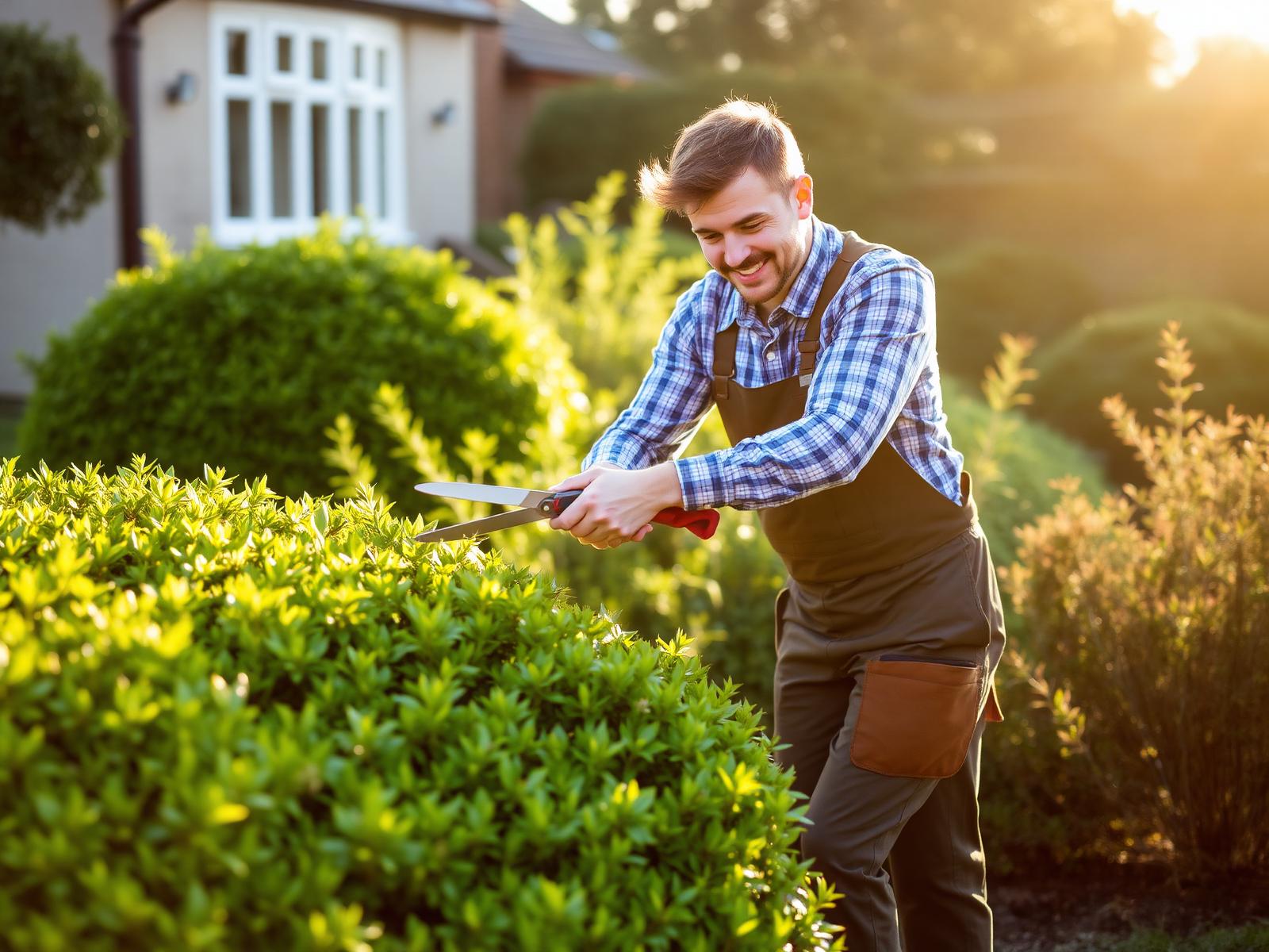 Handyman Pat trimming a hedge in a Dublin garden